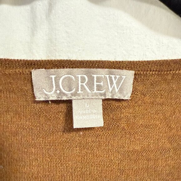 J.Crew Halle Crewneck Merino Wool Sweater Luxury Camel Size L - Picture 2 of 7